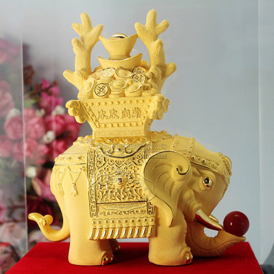 创意礼品 大象绒沙金摆件 商务馈赠与家居聚宝之选