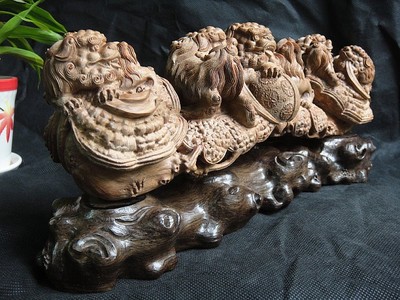 木檀世家印度老山檀香木雕狮子如意 传统工艺与吉祥寓意的完美融合